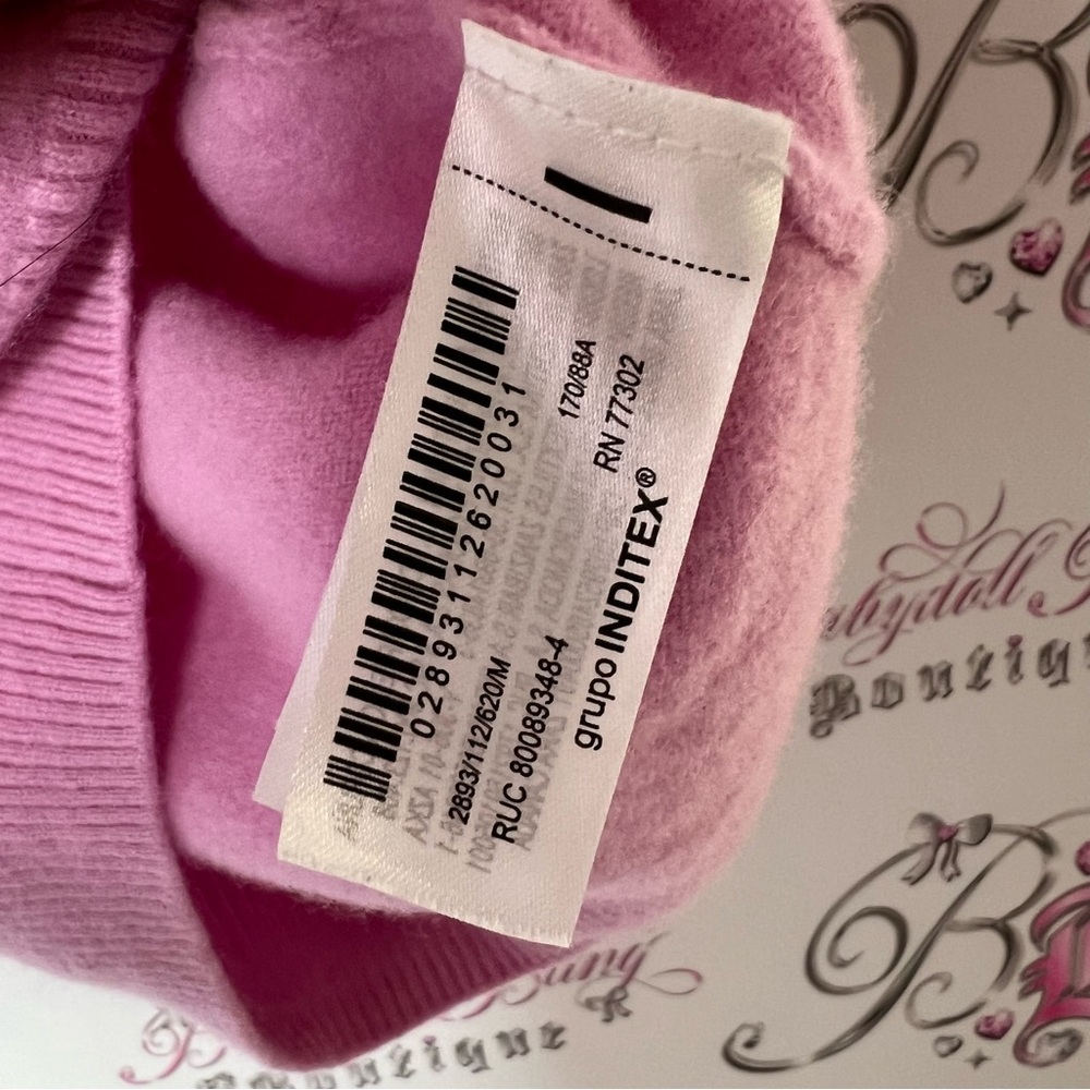 Zara Pink V-Neck Sweater Soft Knit Retro Style button down furry fuzzy - Picture 6 of 7